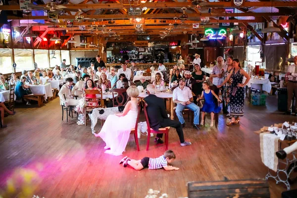 The dance hall full of guests