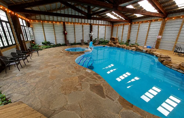 The indoor pool and hot tub