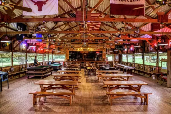 Inside the dance hall and saloon