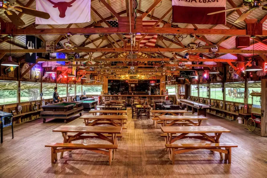 Inside the dance hall and saloon