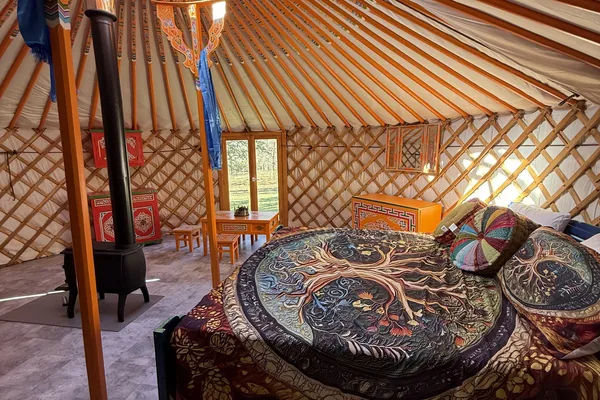 Hand-painted interior of the Mongolian yurt